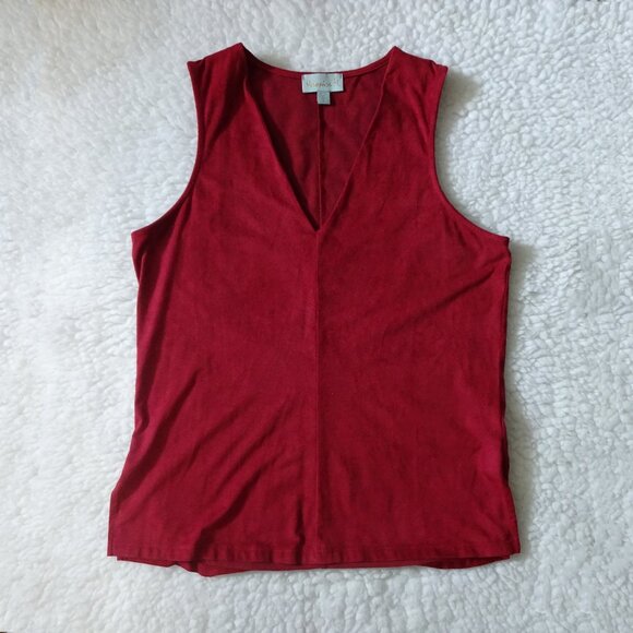 Veronica M red vegan suede V-neck tank top camisole size S - Picture 1 of 10